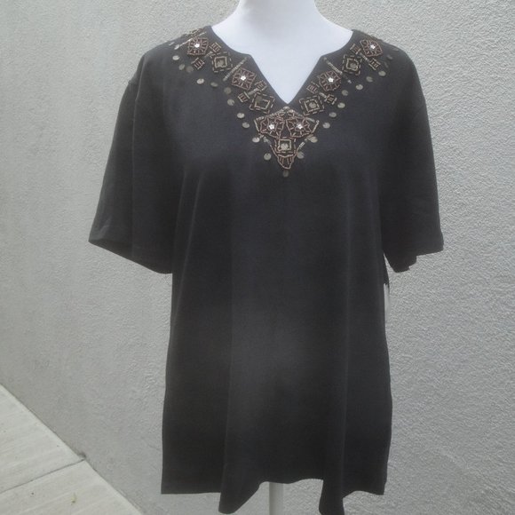 Top Shop Exclusively-Princess Cruises Bohemian Style Knit T-Shirt Black XL NEW - Picture 4 of 4